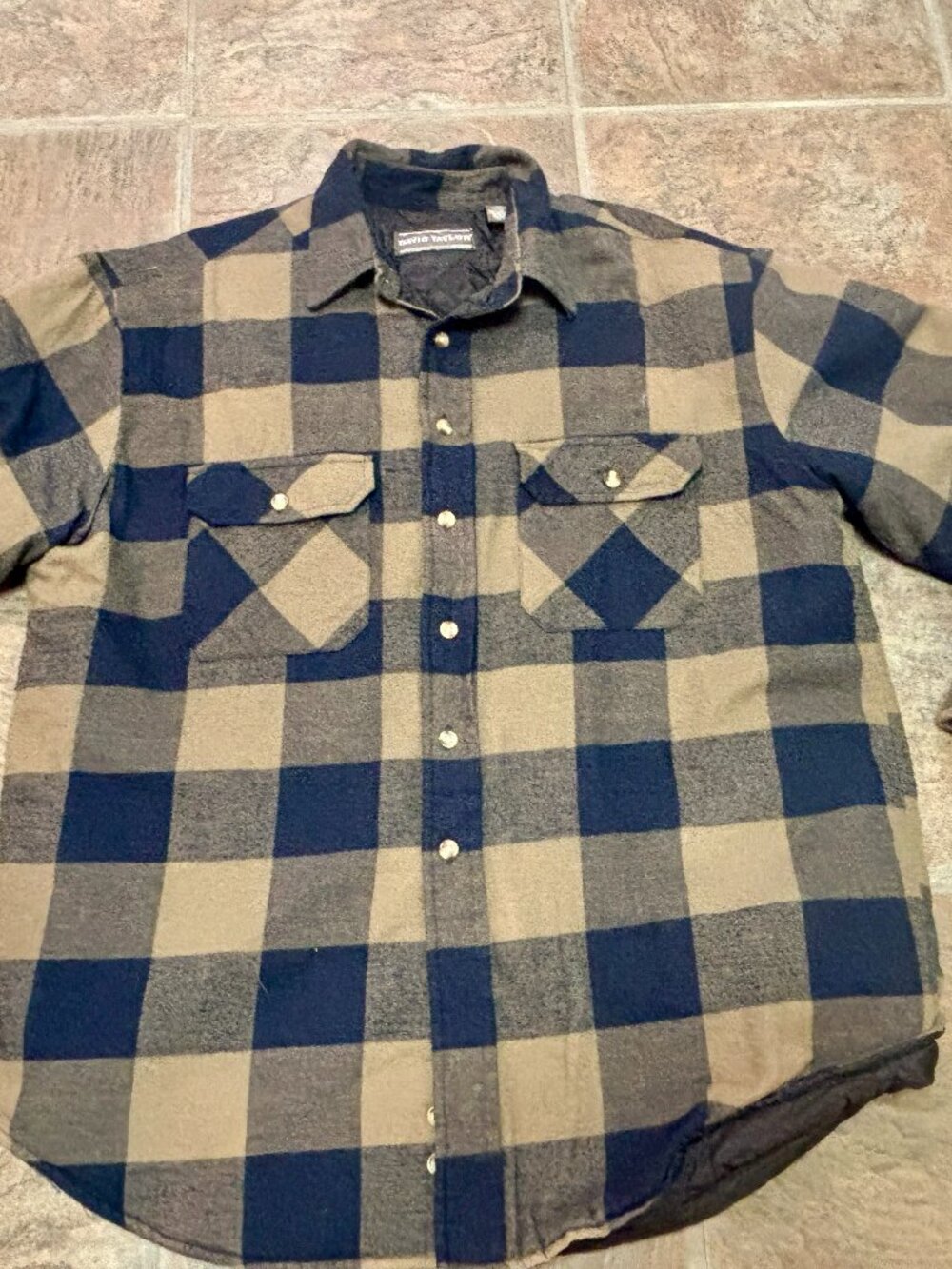 ~~David Taylor Jacket Men L Gray Plaid Heavyweight Flannel Quilt Lined Shacket W